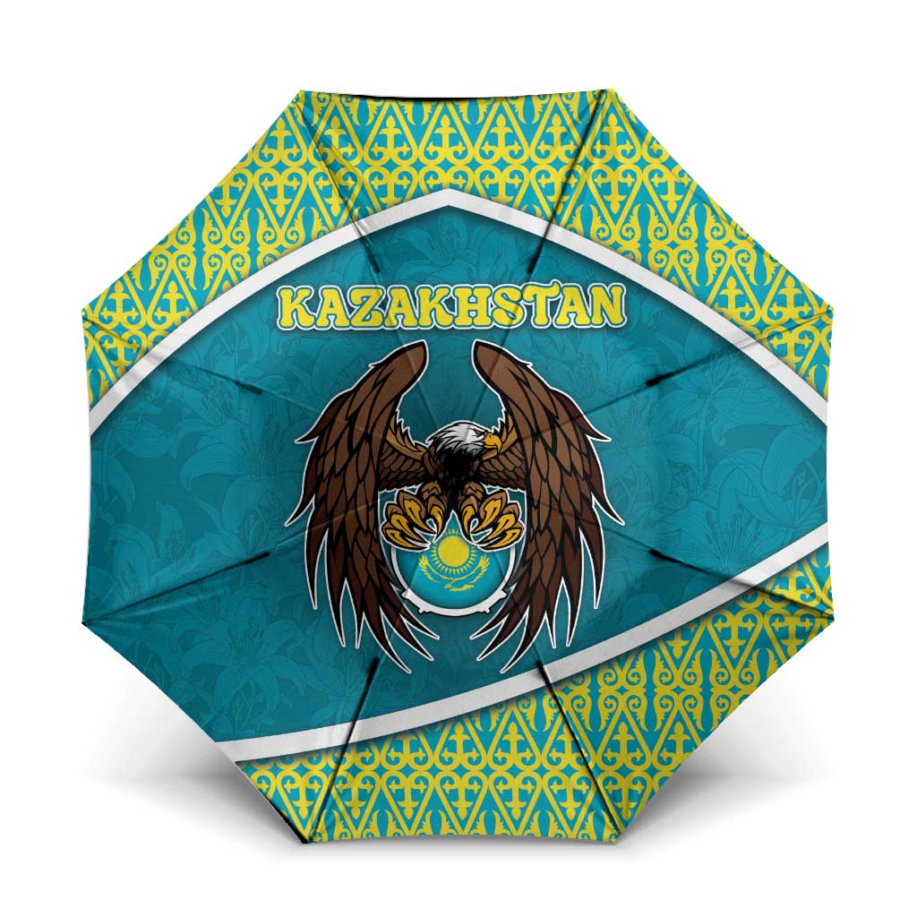 Kazakhstan Umbrella The Eagle With Kazakh Patterns - Wonder Print Shop