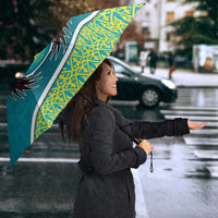 Kazakhstan Umbrella The Eagle With Kazakh Patterns - Wonder Print Shop