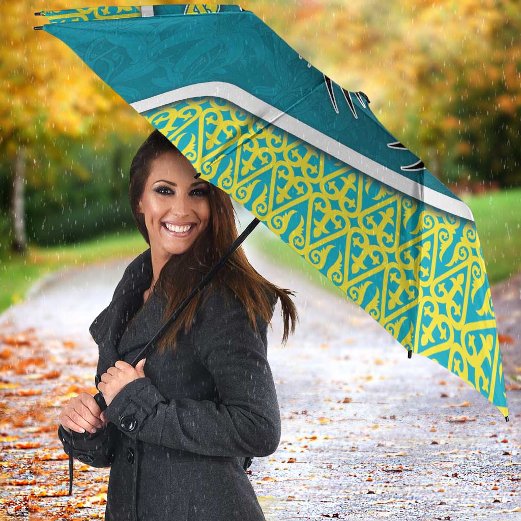 Kazakhstan Umbrella The Eagle With Kazakh Patterns - Wonder Print Shop