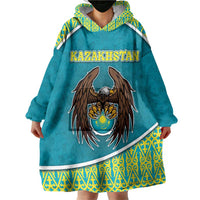 Personalized Kazakhstan Wearable Blanket Hoodie The Eagle With Kazakh Patterns - Wonder Print Shop
