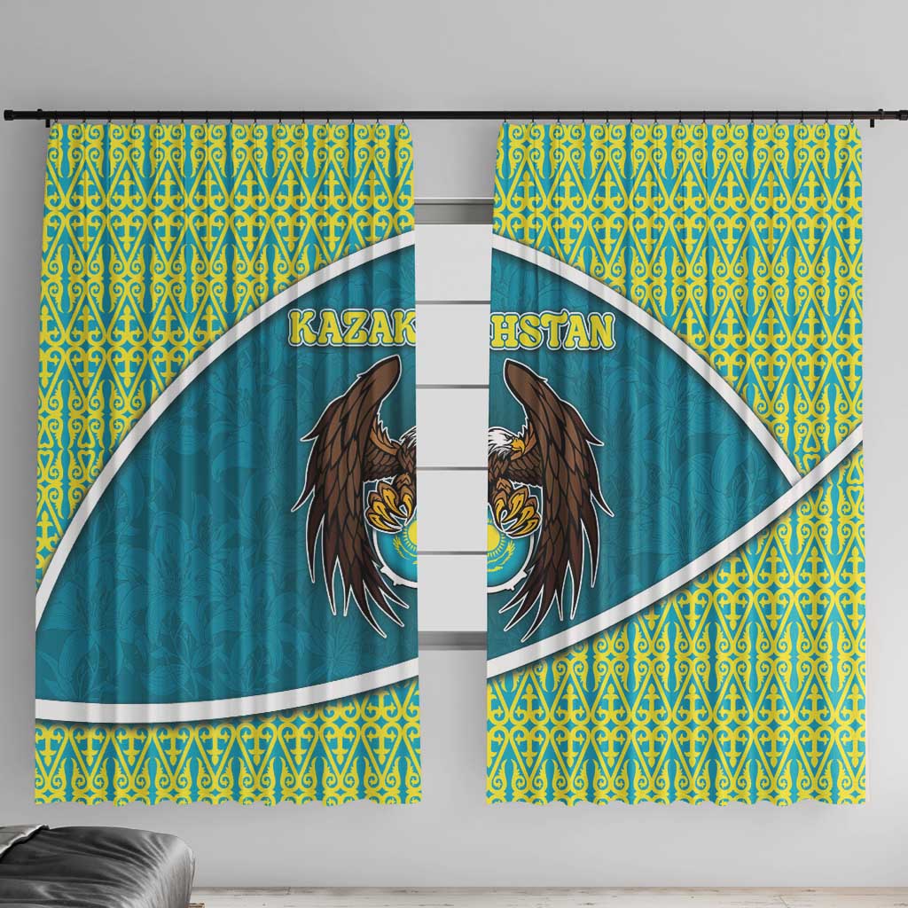 Kazakhstan Window Curtain The Eagle With Kazakh Patterns - Wonder Print Shop