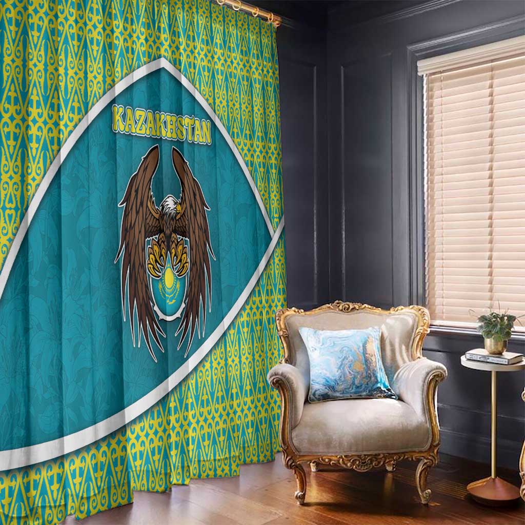 Kazakhstan Window Curtain The Eagle With Kazakh Patterns - Wonder Print Shop