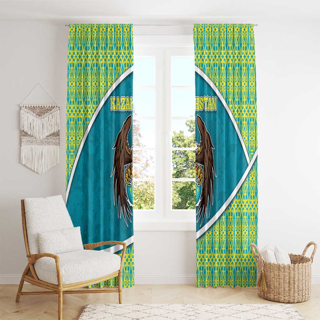 Kazakhstan Window Curtain The Eagle With Kazakh Patterns - Wonder Print Shop