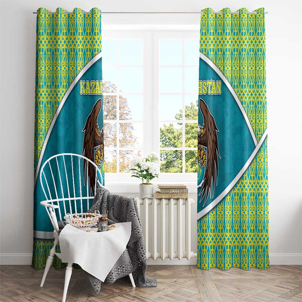 Kazakhstan Window Curtain The Eagle With Kazakh Patterns - Wonder Print Shop