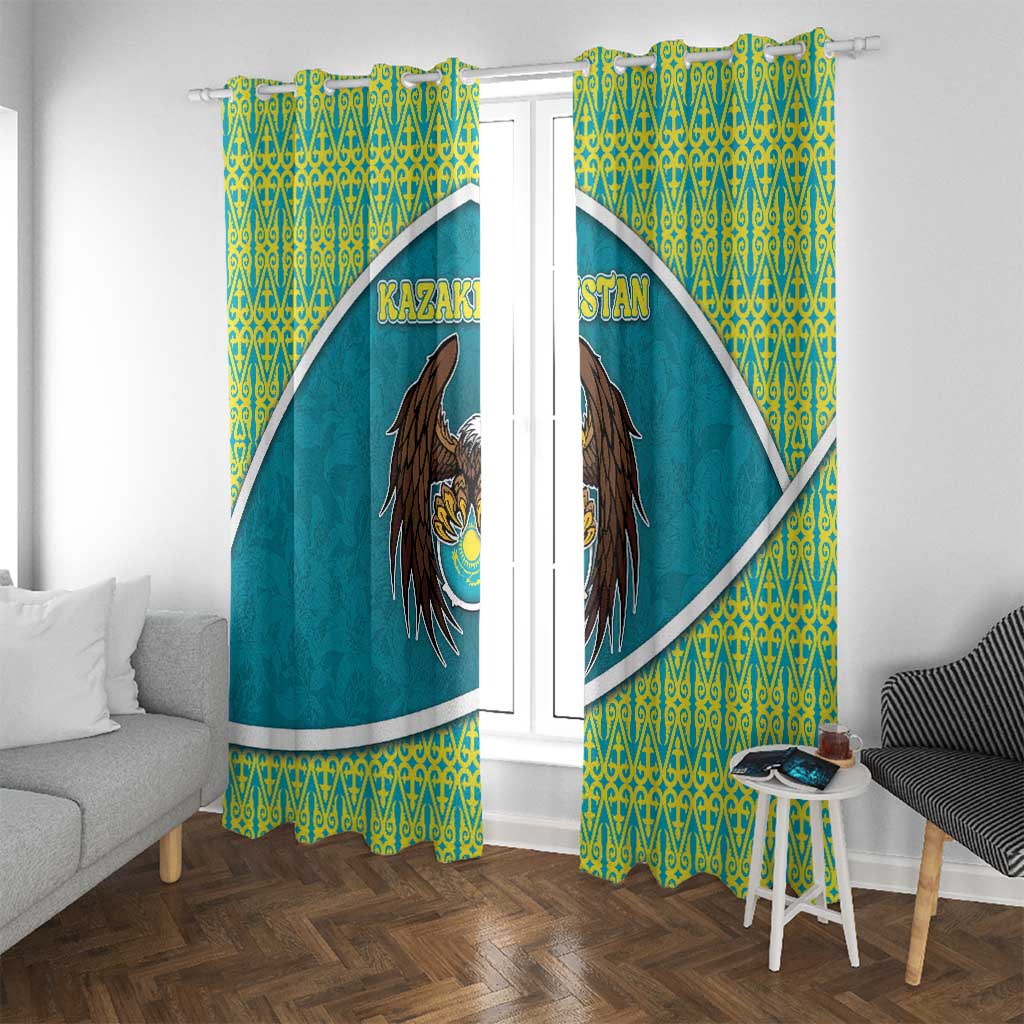 Kazakhstan Window Curtain The Eagle With Kazakh Patterns - Wonder Print Shop