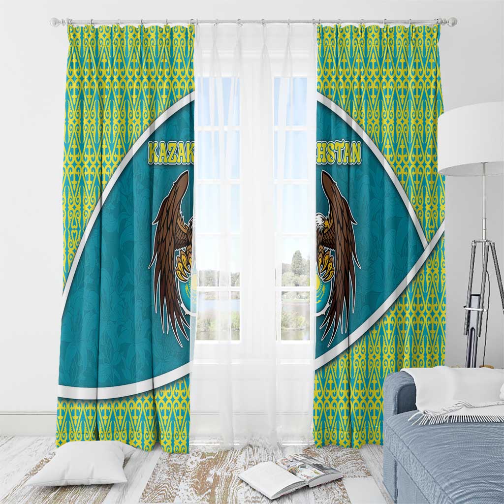 Kazakhstan Window Curtain The Eagle With Kazakh Patterns - Wonder Print Shop