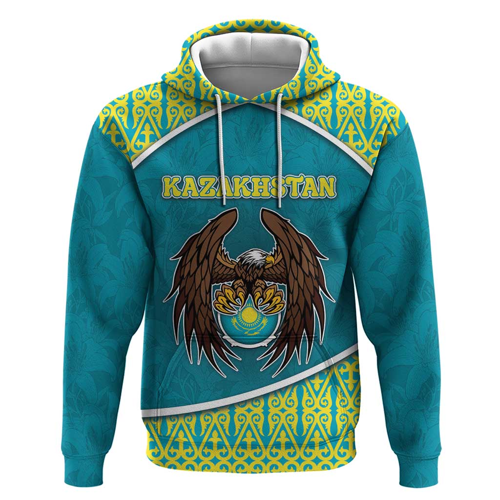 Personalized Kazakhstan Zip Hoodie The Eagle With Kazakh Patterns - Wonder Print Shop