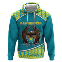 Personalized Kazakhstan Zip Hoodie The Eagle With Kazakh Patterns - Wonder Print Shop