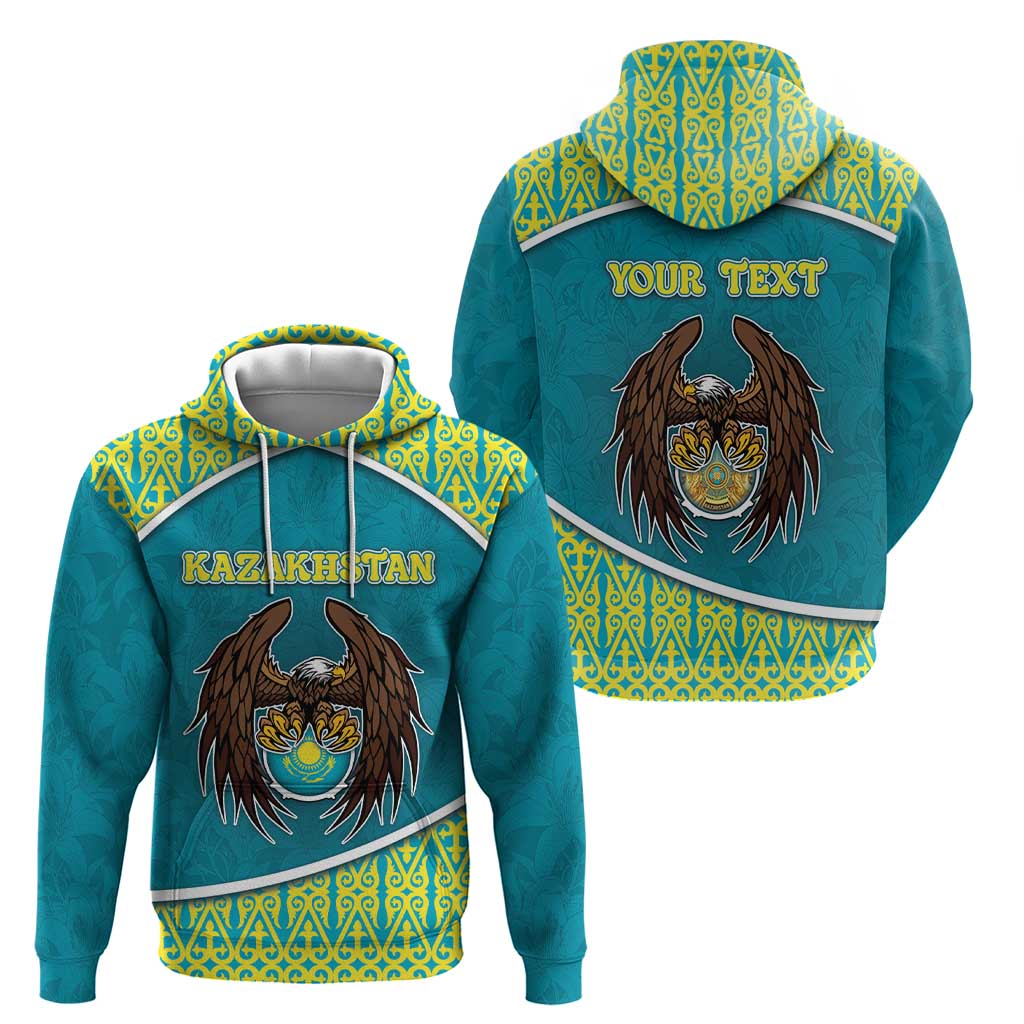 Personalized Kazakhstan Zip Hoodie The Eagle With Kazakh Patterns - Wonder Print Shop