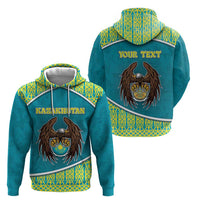 Personalized Kazakhstan Zip Hoodie The Eagle With Kazakh Patterns - Wonder Print Shop