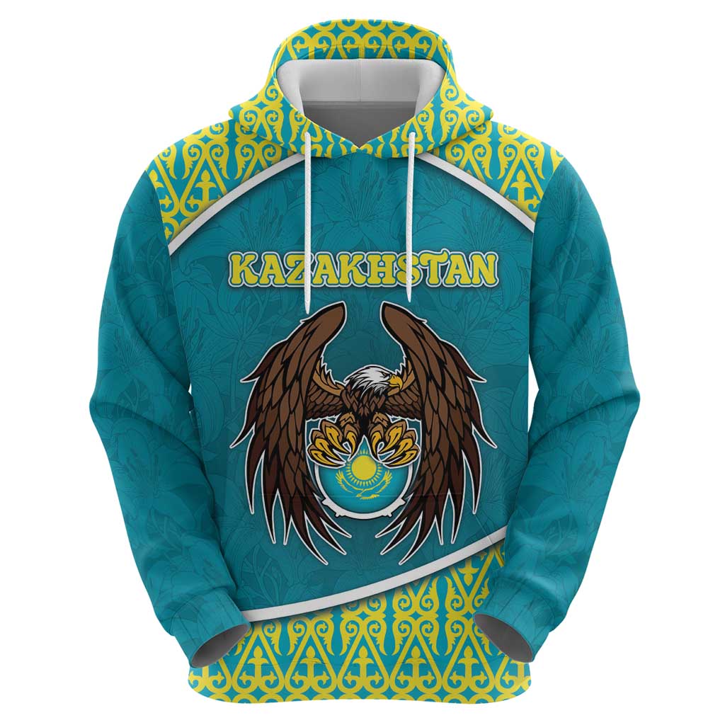 Personalized Kazakhstan Zip Hoodie The Eagle With Kazakh Patterns - Wonder Print Shop