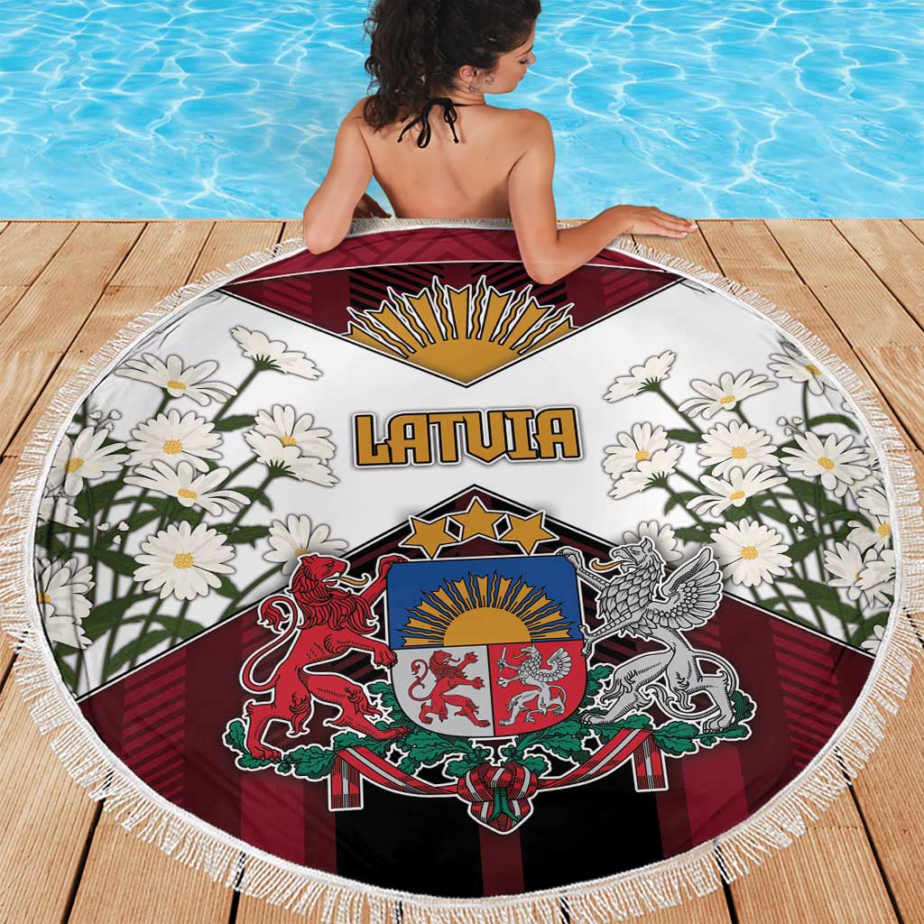 Latvia Beach Blanket Symbol With Latvians Patterns - Wonder Print Shop