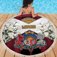 Latvia Beach Blanket Symbol With Latvians Patterns - Wonder Print Shop