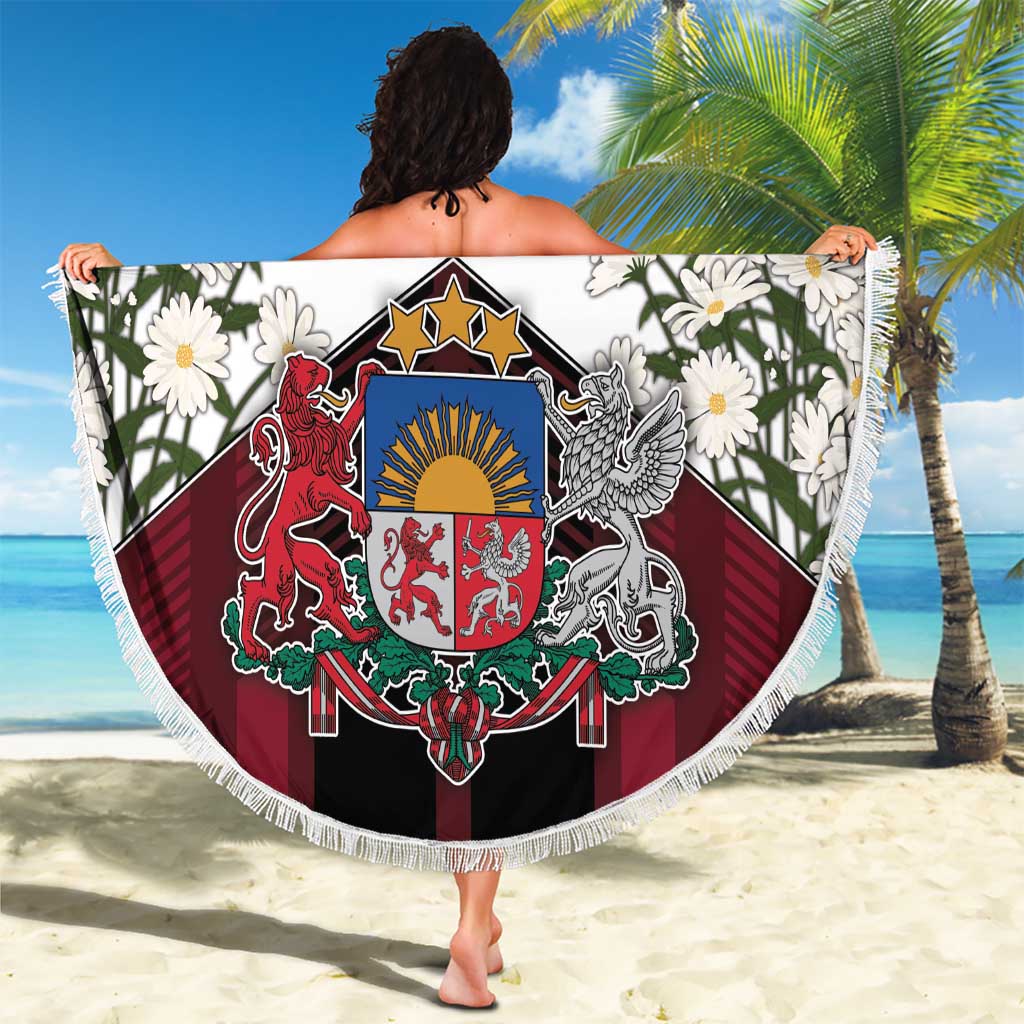 Latvia Beach Blanket Symbol With Latvians Patterns - Wonder Print Shop