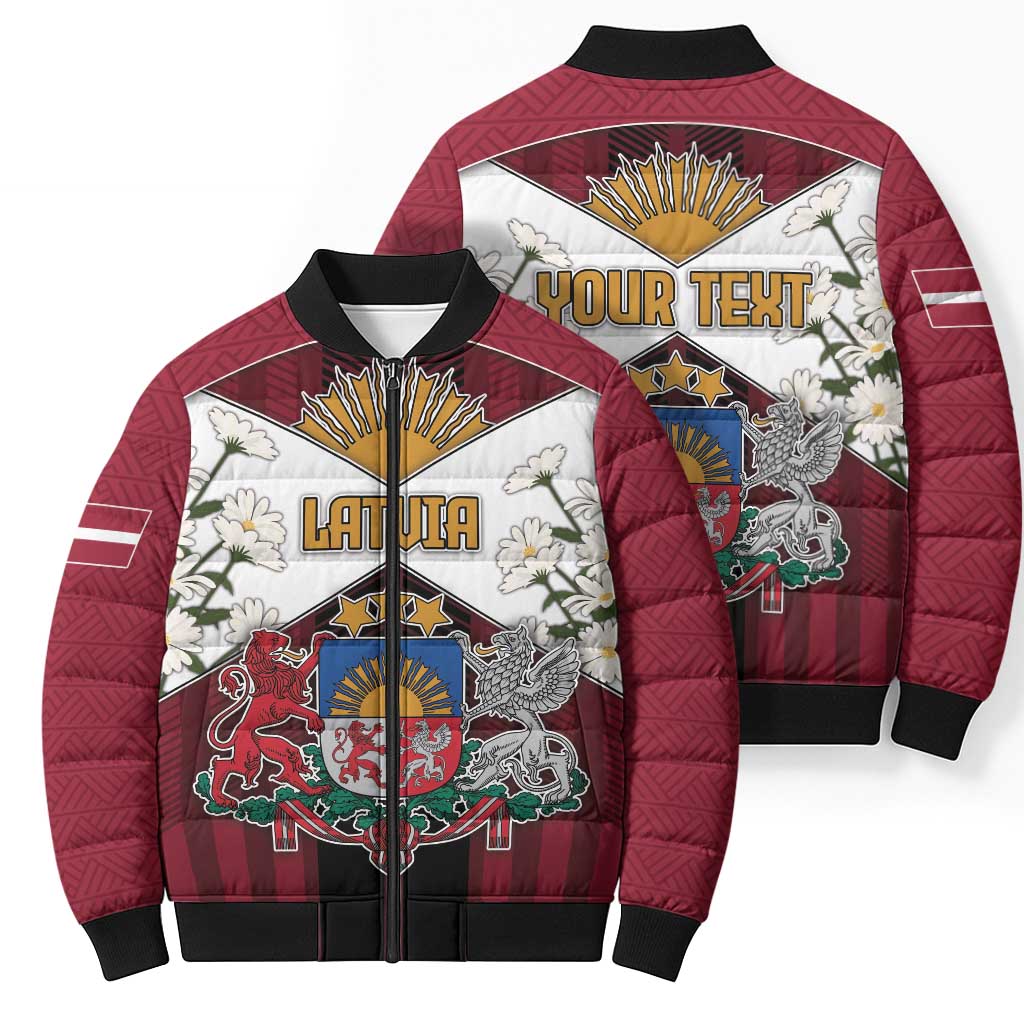 Personalized Latvia Bomber Puffer Jacket Symbol With Latvians Patterns - Wonder Print Shop