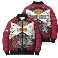 Personalized Latvia Bomber Puffer Jacket Symbol With Latvians Patterns - Wonder Print Shop