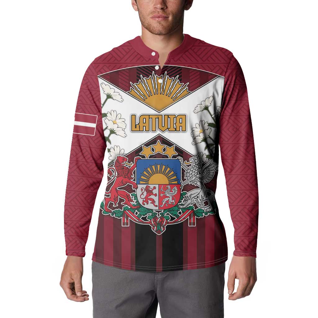 Personalized Latvia Button Sweatshirt Symbol With Latvians Patterns - Wonder Print Shop