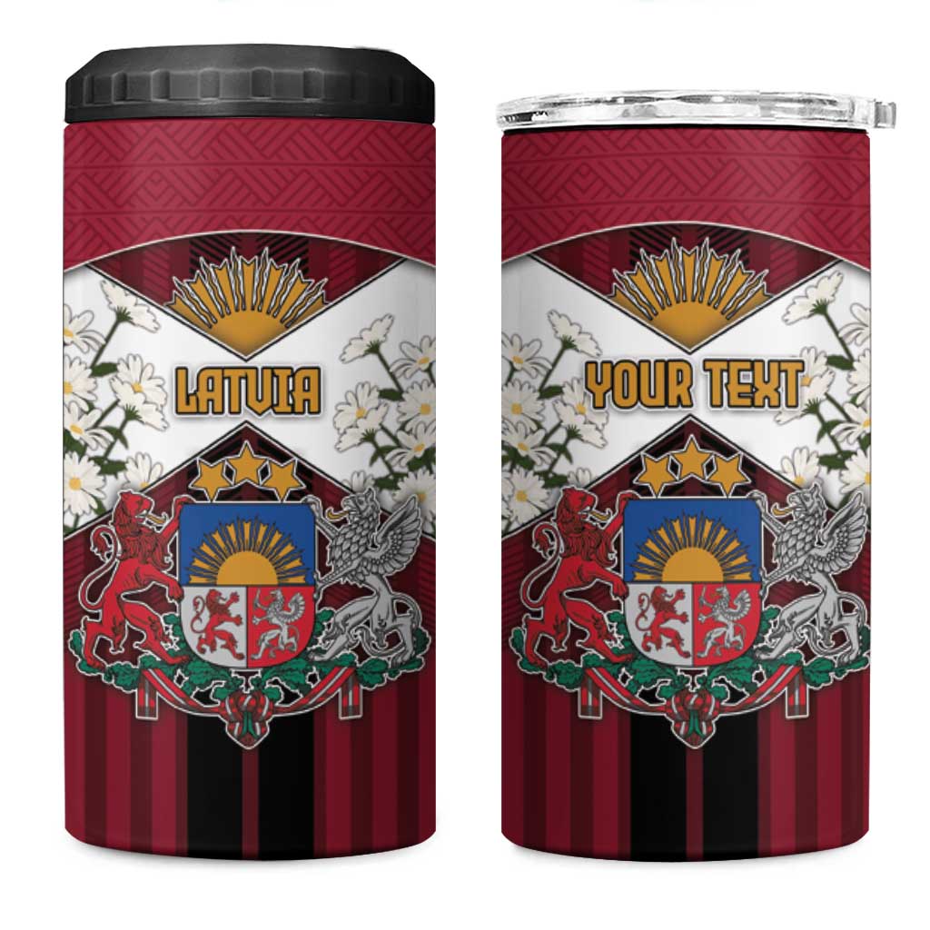 Personalized Latvia 4 in 1 Can Cooler Tumbler Symbol With Latvians Patterns - Wonder Print Shop