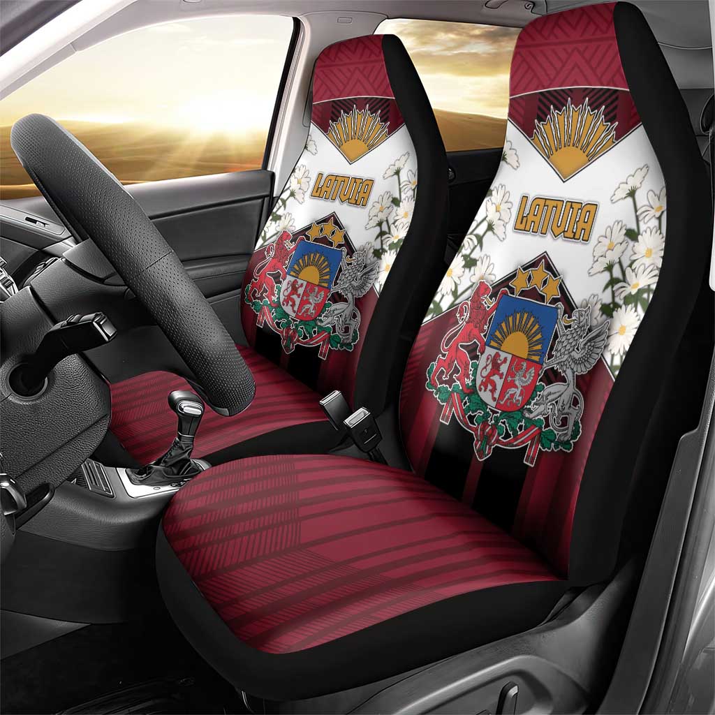 Latvia Car Seat Cover Symbol With Latvians Patterns - Wonder Print Shop
