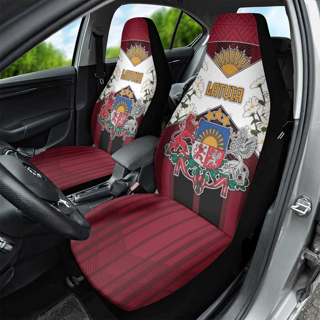 Latvia Car Seat Cover Symbol With Latvians Patterns - Wonder Print Shop