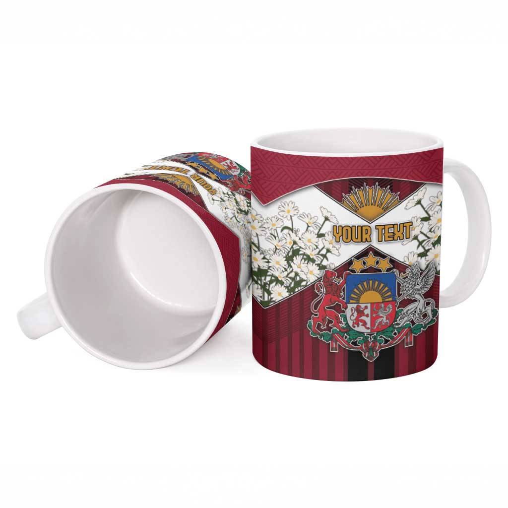 Personalized Latvia Ceramic Mug Symbol With Latvians Patterns - Wonder Print Shop