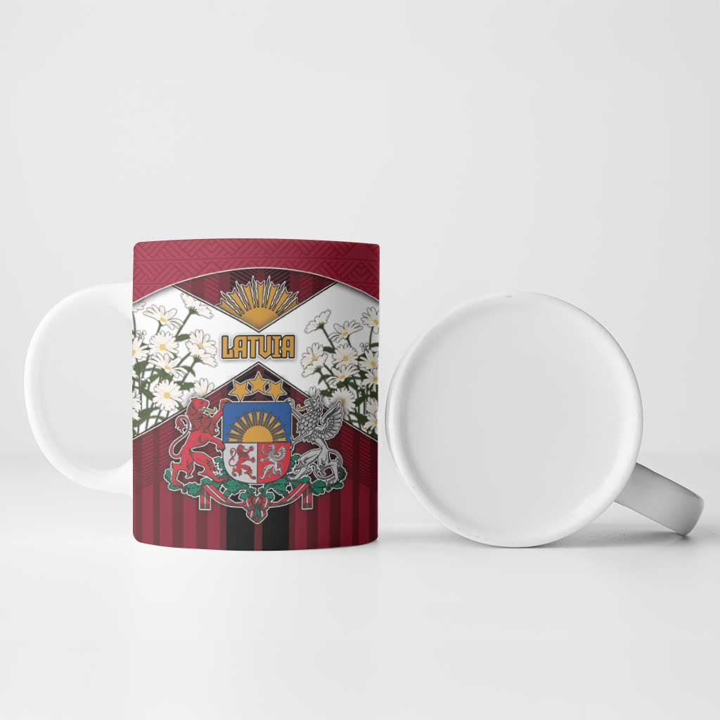 Personalized Latvia Ceramic Mug Symbol With Latvians Patterns - Wonder Print Shop