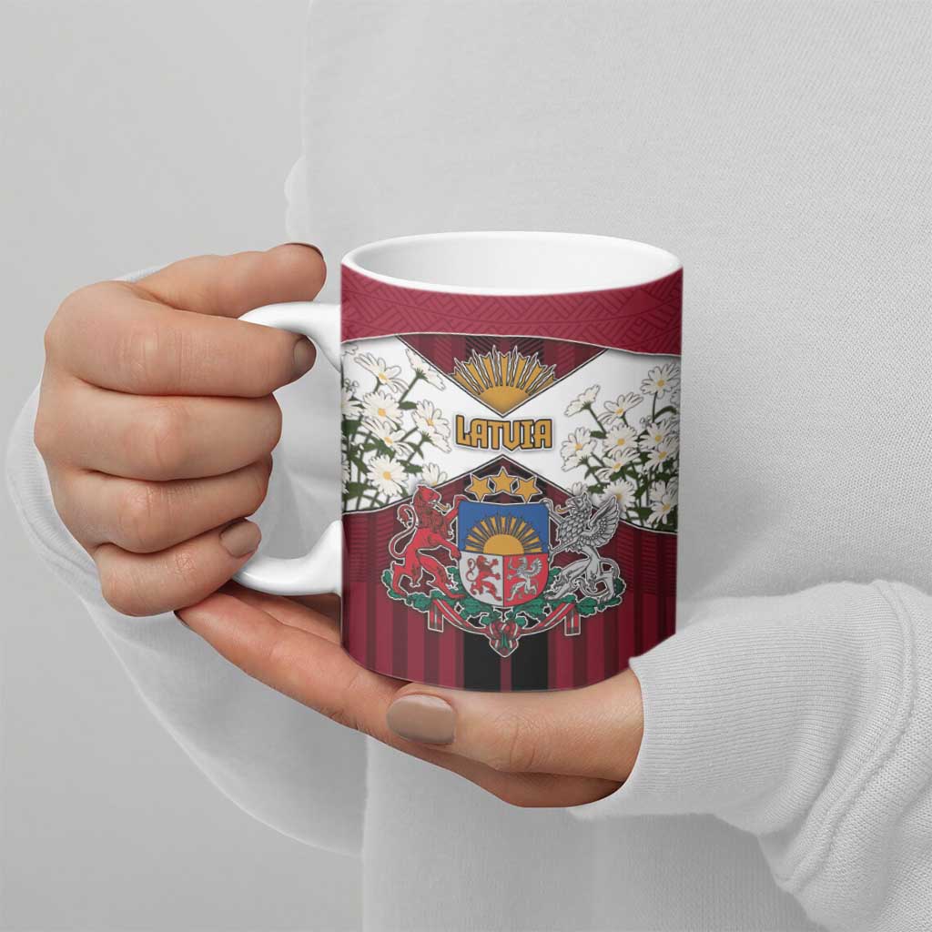 Personalized Latvia Ceramic Mug Symbol With Latvians Patterns - Wonder Print Shop