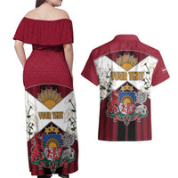 Personalized Latvia Couples Matching Off Shoulder Maxi Dress and Hawaiian Shirt Symbol With Latvians Patterns - Wonder Print Shop
