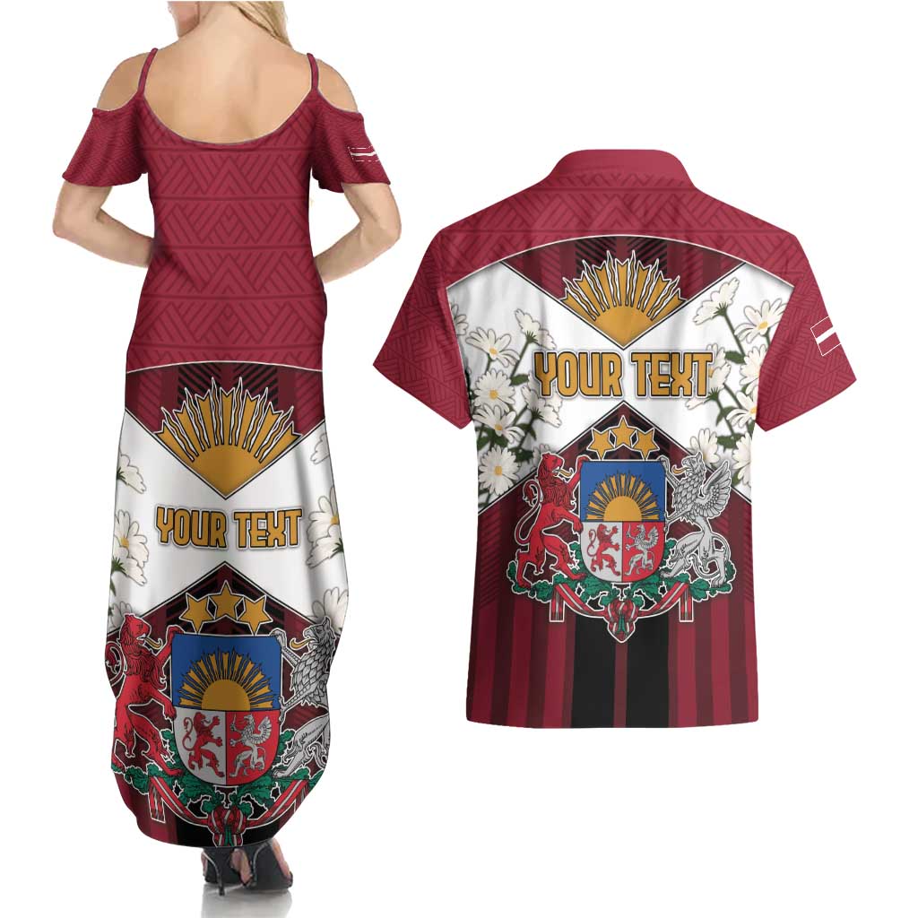 Personalized Latvia Couples Matching Summer Maxi Dress and Hawaiian Shirt Symbol With Latvians Patterns - Wonder Print Shop