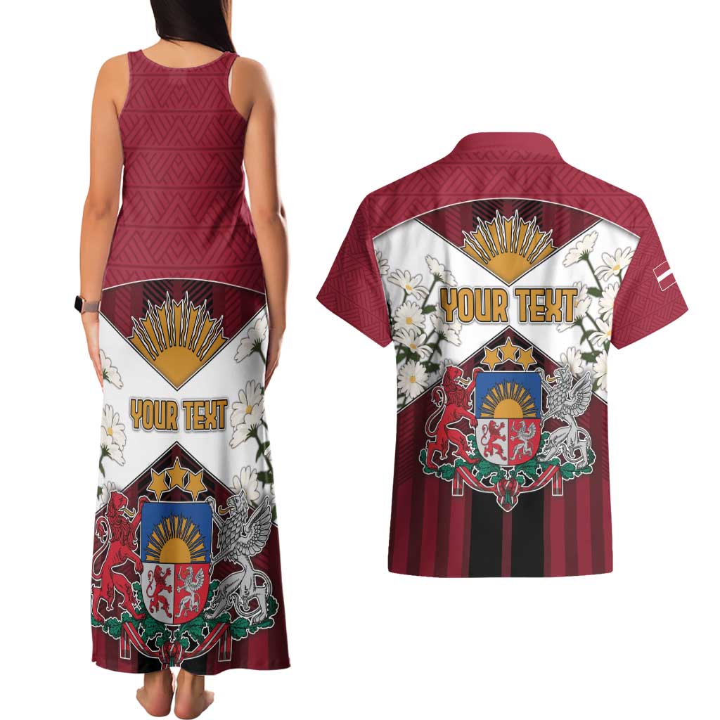 Personalized Latvia Couples Matching Tank Maxi Dress and Hawaiian Shirt Symbol With Latvians Patterns - Wonder Print Shop