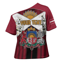 Personalized Latvia Cross Shoulder Shirt Symbol With Latvians Patterns - Wonder Print Shop