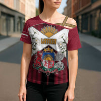 Personalized Latvia Cross Shoulder Shirt Symbol With Latvians Patterns - Wonder Print Shop
