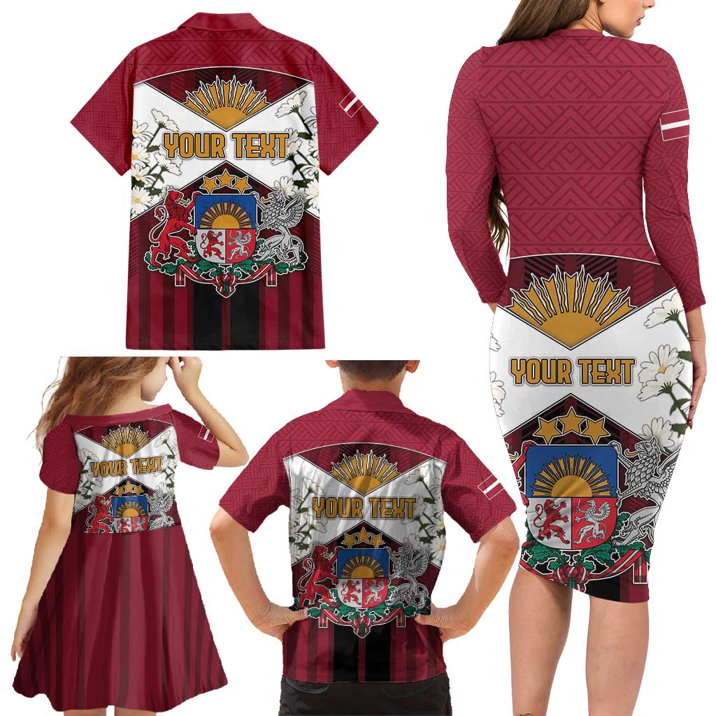 Personalized Latvia Family Matching Long Sleeve Bodycon Dress and Hawaiian Shirt Symbol With Latvians Patterns - Wonder Print Shop