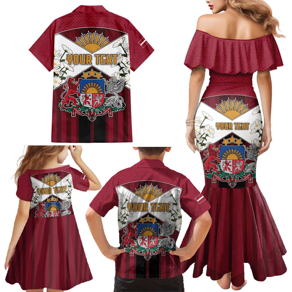 Personalized Latvia Family Matching Mermaid Dress and Hawaiian Shirt Symbol With Latvians Patterns - Wonder Print Shop