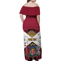 Personalized Latvia Family Matching Off Shoulder Maxi Dress and Hawaiian Shirt Symbol With Latvians Patterns - Wonder Print Shop