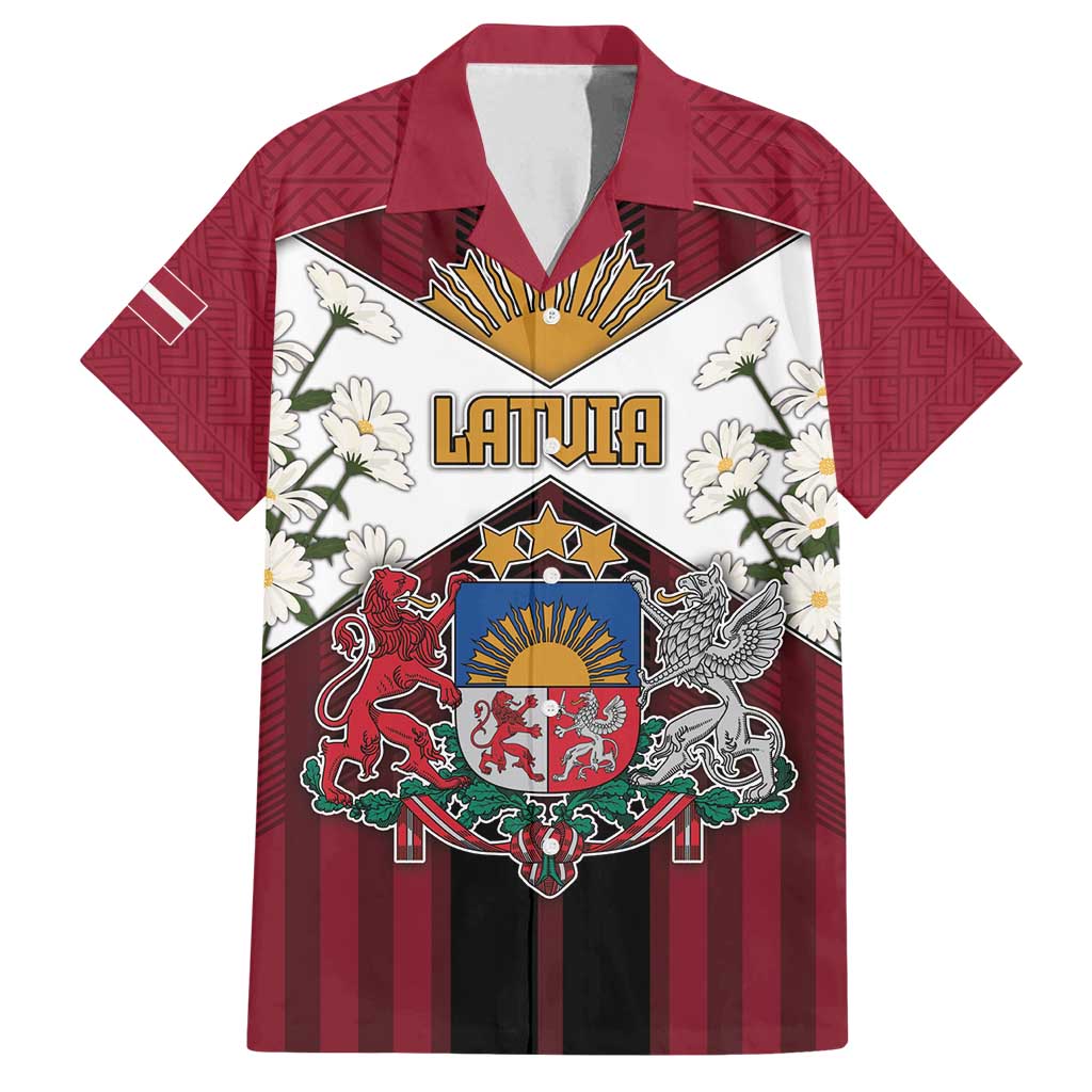 Personalized Latvia Family Matching Off Shoulder Short Dress and Hawaiian Shirt Symbol With Latvians Patterns - Wonder Print Shop