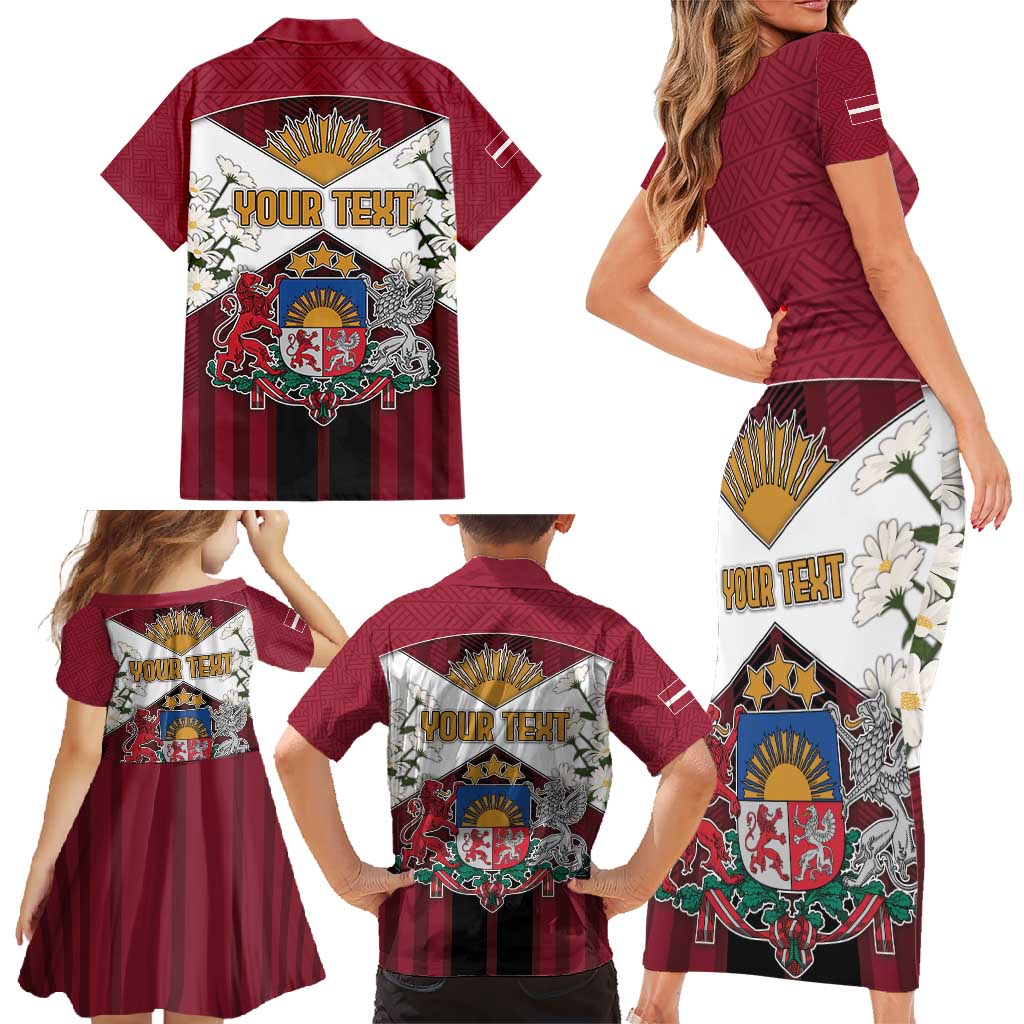 Personalized Latvia Family Matching Short Sleeve Bodycon Dress and Hawaiian Shirt Symbol With Latvians Patterns - Wonder Print Shop