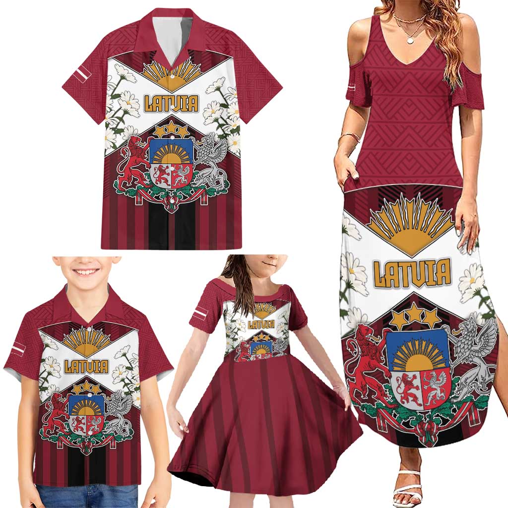Personalized Latvia Family Matching Summer Maxi Dress and Hawaiian Shirt Symbol With Latvians Patterns - Wonder Print Shop