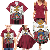Personalized Latvia Family Matching Summer Maxi Dress and Hawaiian Shirt Symbol With Latvians Patterns - Wonder Print Shop