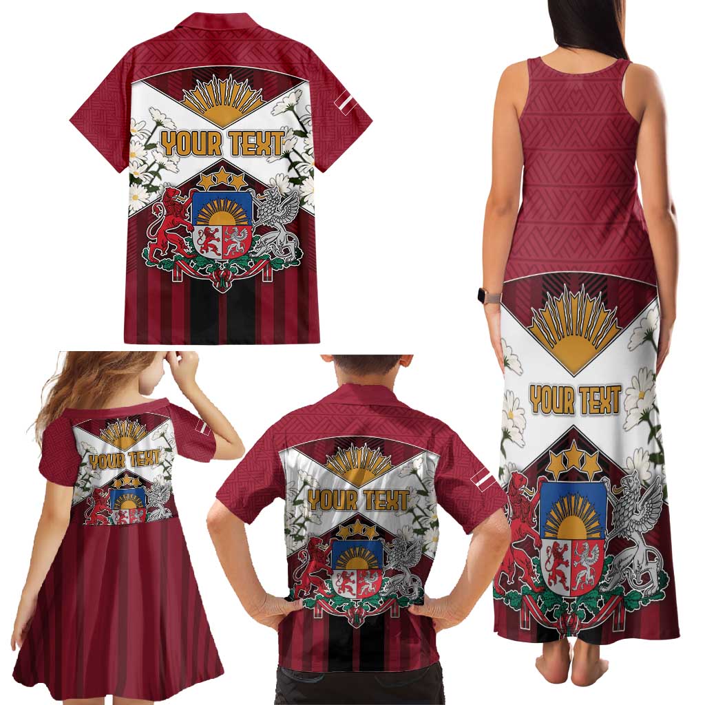 Personalized Latvia Family Matching Tank Maxi Dress and Hawaiian Shirt Symbol With Latvians Patterns - Wonder Print Shop