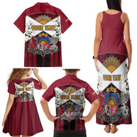 Personalized Latvia Family Matching Tank Maxi Dress and Hawaiian Shirt Symbol With Latvians Patterns - Wonder Print Shop