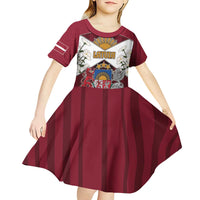 Personalized Latvia Kid Short Sleeve Dress Symbol With Latvians Patterns - Wonder Print Shop