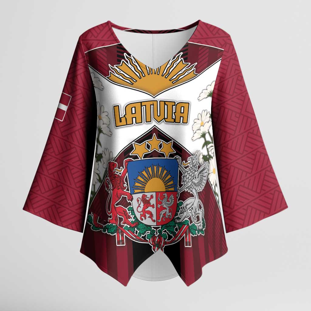 Personalized Latvia Kimono Sleeve Blouse Symbol With Latvians Patterns - Wonder Print Shop