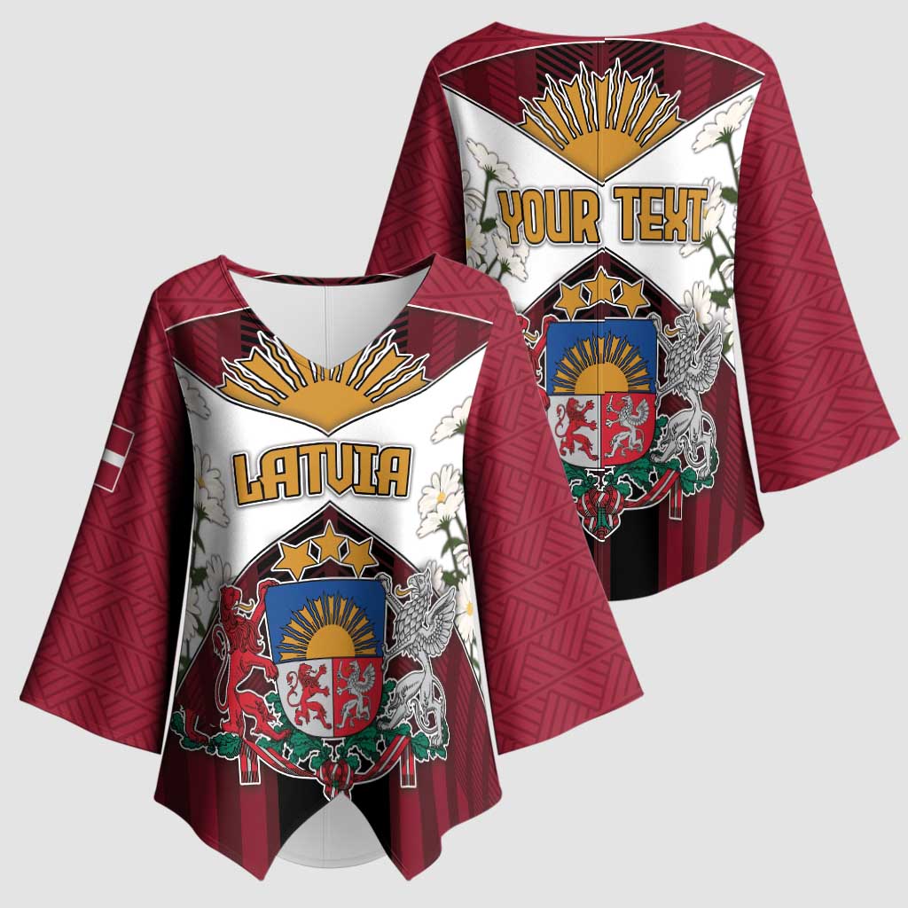 Personalized Latvia Kimono Sleeve Blouse Symbol With Latvians Patterns - Wonder Print Shop
