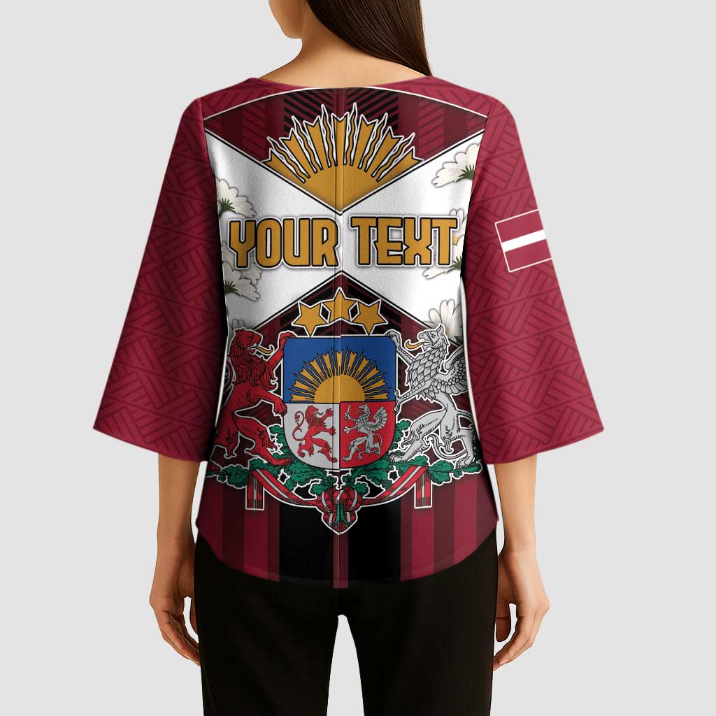 Personalized Latvia Kimono Sleeve Blouse Symbol With Latvians Patterns - Wonder Print Shop