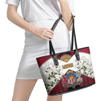 Latvia Leather Tote Bag Symbol With Latvians Patterns - Wonder Print Shop