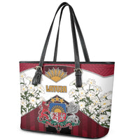 Latvia Leather Tote Bag Symbol With Latvians Patterns - Wonder Print Shop