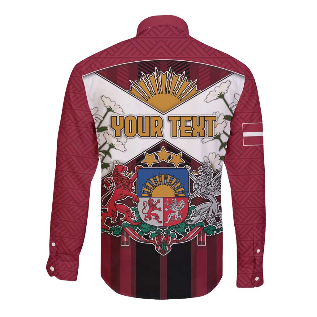 Personalized Latvia Long Sleeve Button Shirt Symbol With Latvians Patterns - Wonder Print Shop