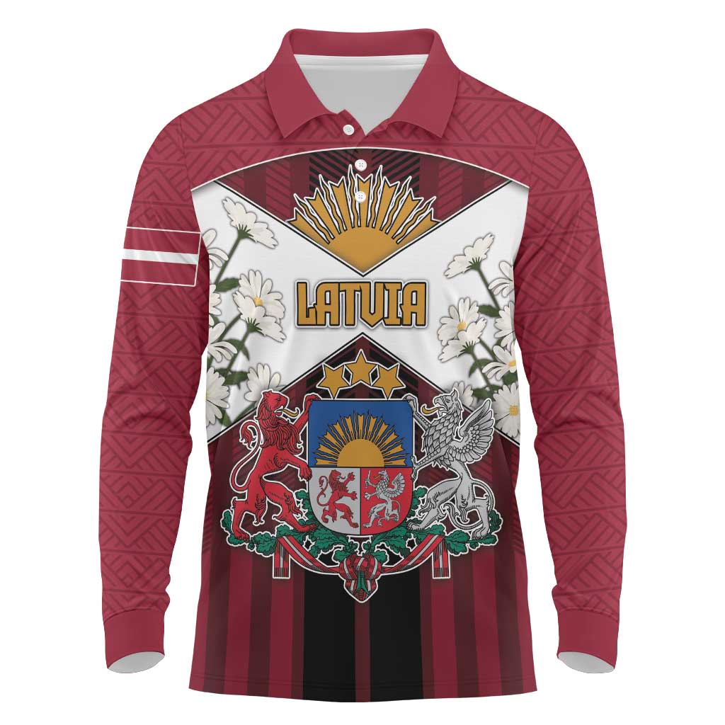 Personalized Latvia Long Sleeve Polo Shirt Symbol With Latvians Patterns - Wonder Print Shop