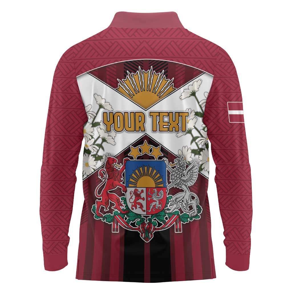 Personalized Latvia Long Sleeve Polo Shirt Symbol With Latvians Patterns - Wonder Print Shop